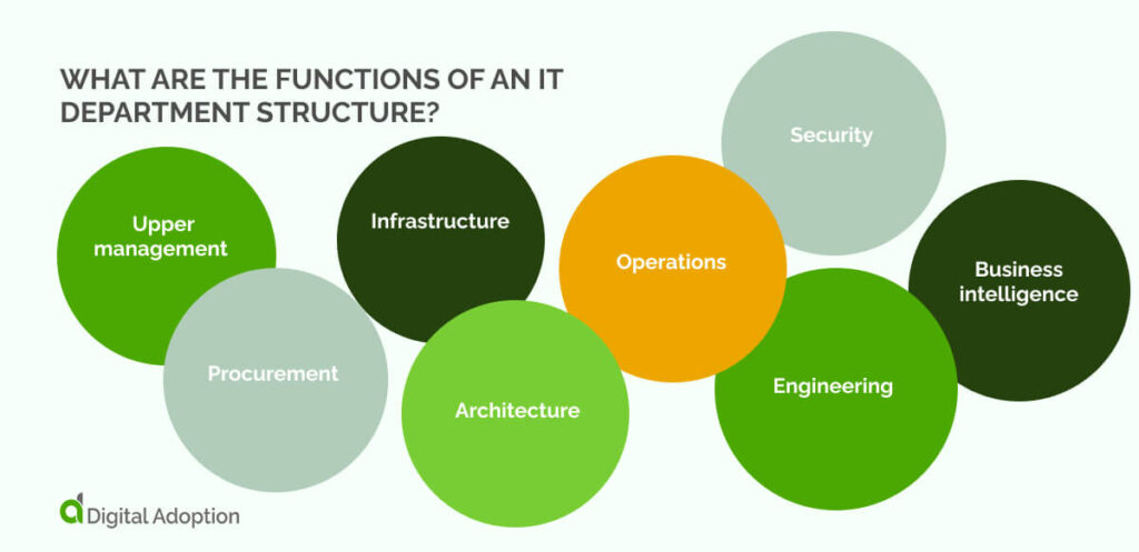 What are the functions of an IT department structure?